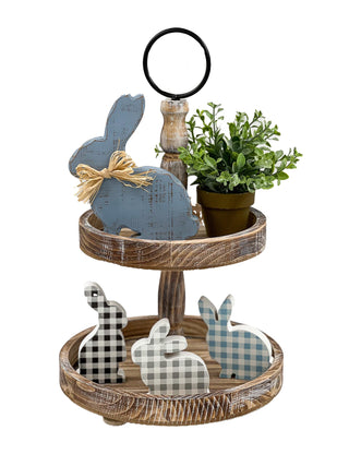 "Field of Bunnies" Spring Holiday Tiered Tray Decor Kit, 5-Piece