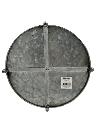 Galvanized Metal Two-Tiered Tray with Metal Hooped Handle