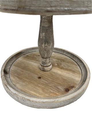 Weathered Two-Tiered Wooden Tray with Metal Handle