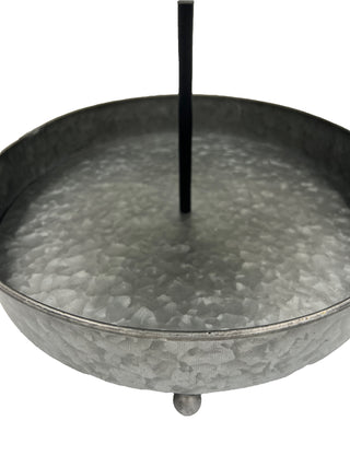 Galvanized Metal Two-Tiered Tray with Metal Hooped Handle