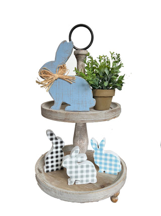 "Field of Bunnies" Spring Holiday Tiered Tray Decor Kit, 5-Piece