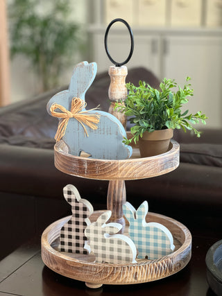 "Field of Bunnies" Spring Holiday Tiered Tray Decor Kit, 5-Piece