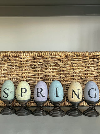 "Spring" Eggs on Springs Easter Decor Accent, 6-Piece Set