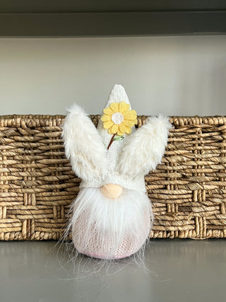 Spring Daisy Floral Bunny Easter Decor Gnome Accent