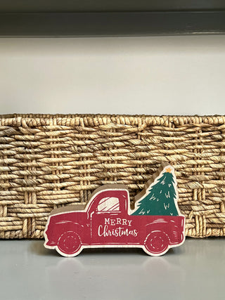 Merry Christmas Chunky Truck Sitter Christmas Sign Decor