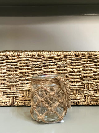 Glass Jar w/ Rope Net Everyday Decor Candle Holder