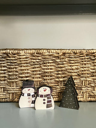 Snowman & Tree Blocks Christmas Decor Sitters, 2-Piece Set