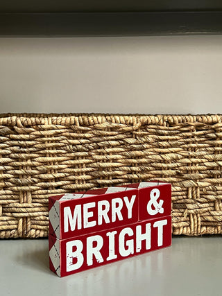 Plaid Merry & Bright Wooden Blocks Christmas Accent Decor, 3-Piece Set