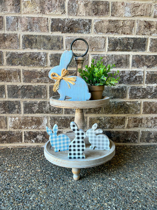 "Field of Bunnies" Spring Holiday Tiered Tray Decor Kit, 5-Piece